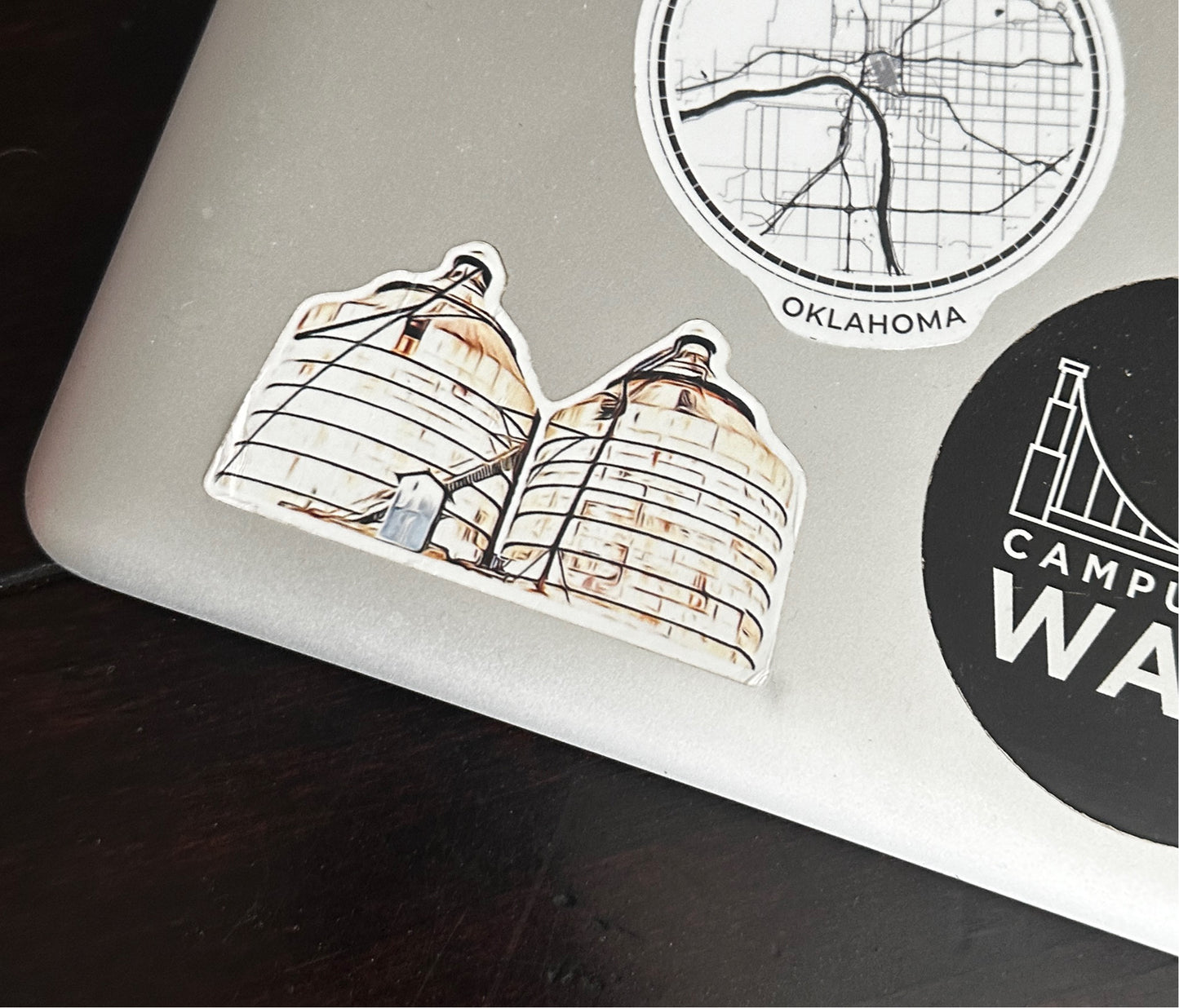 magnolia silos sticker on laptop