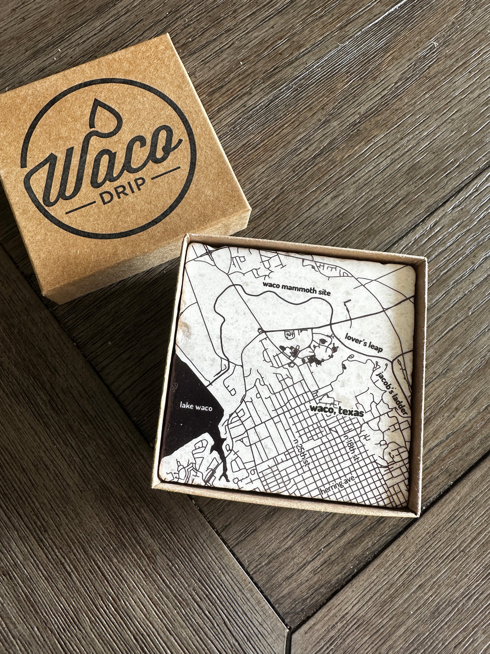 Waco Map Marble Coasters