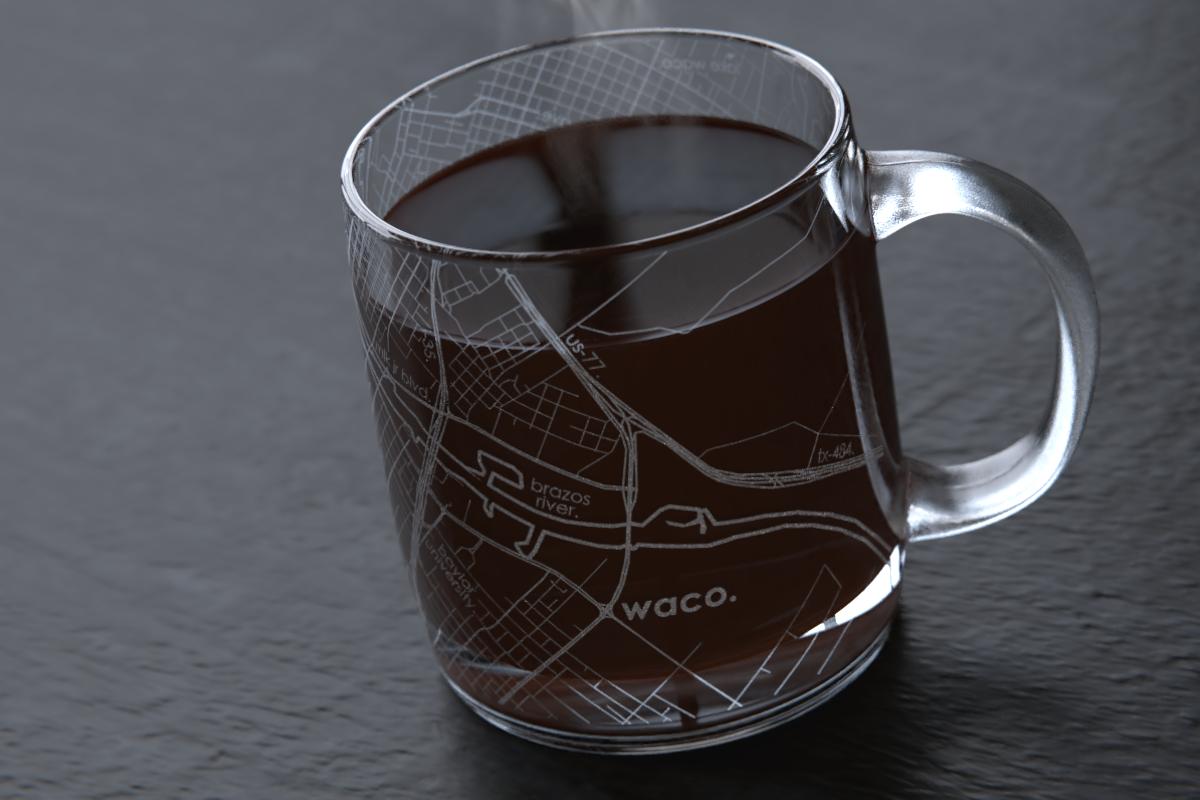 map of waco on a mug
